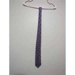 John Sparks Mens Purple Geometric Grid‎ Checkered Necktie Floral Lining RN115105